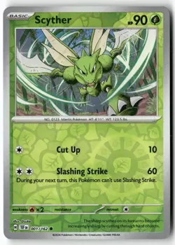 Scyther 001/162 Common Temporal Forces Pokemon Reverse Holo Near Mint - Image 1