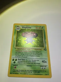 Pokemon Jungle Vileplume Holo Rare 15/64 Unlimited WOTC Vintage LP - Image 2