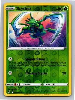 Scyther 004/192 Common Rebel Clash Pokemon Reverse Holo Near Mint - Image 1