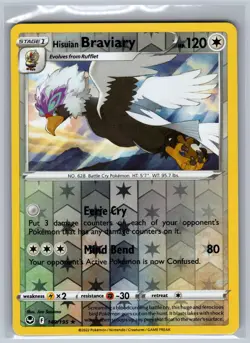 Hisuian Braviary 149/195 Rare Silver Tempest Pokemon Reverse Holo Near Mint - Image 1