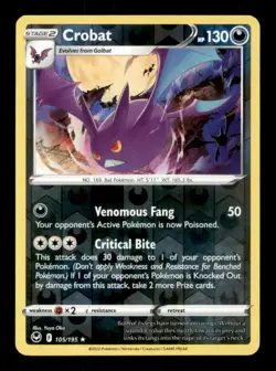 CROBAT 105/195 REVERSE HOLO RARE SILVER TEMPEST NM/M - Image 1
