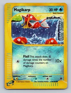 Magikarp 118/165 Common Expedition Base Set Pokemon Heavily Played - Image 1