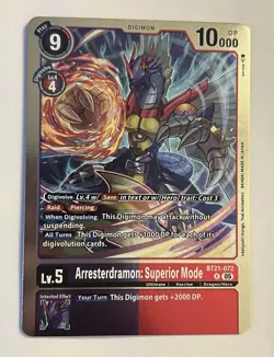 BT21-072 Arresterdramon: Superior Mode World Convergence Digimon Card Game NM - Image 1