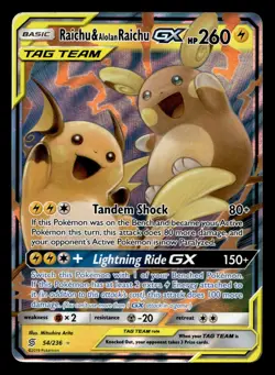 Raichu & Alolan Raichu GX 54/236 Unified Minds Pokemon NM - Image 1