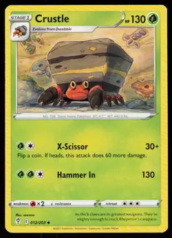 Crustle 012/203 Uncommon Evolving Skies Pokemon Near Mint - Image 1