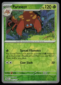 Parasect 047/165 Uncommon 151 Pokemon Reverse Holo Near Mint - Image 1
