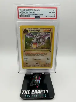 1999 Pokemon Fossil - #1 Aerodactyl [1st Edition] Holo [WOTC Prerelease] - PSA 6 - Image 1