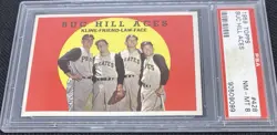 1959 Topps Baseball #428 Buc Hill Aces Kline Friend Law Face Pirates PSA 8 NM-MT - Image 1