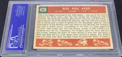 1959 Topps Baseball #428 Buc Hill Aces Kline Friend Law Face Pirates PSA 8 NM-MT - Image 2