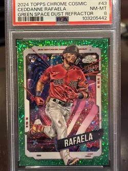 2024 Topps Cosmic Chrome Ceddanne Rafaela Green RC Refractor /75 #43 PSA 8 NM - Image 1