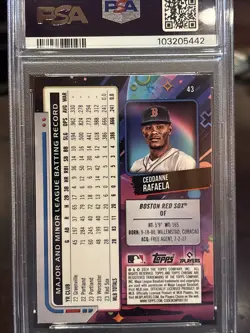 2024 Topps Cosmic Chrome Ceddanne Rafaela Green RC Refractor /75 #43 PSA 8 NM - Image 4