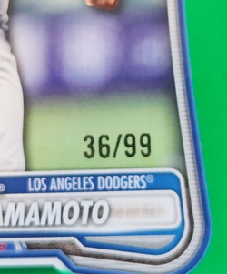 YOSHINOBU YAMAMOTO 2026 Bowman GREEN BORDER #2 LOS ANGELES DODGERS NM-MT /99 - Image 3