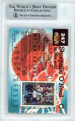 1992-93 Topps Stadium Club #247 Shaquille O'Neal Shaq Rookie RC BGS 8.5 NM-MT+ - Image 2