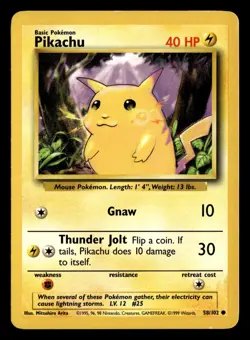 Pikachu 58/102 Common Base Set Unlimited Pokemon Card - Image 2
