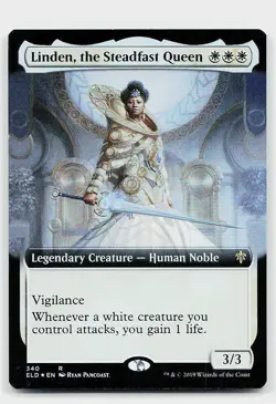 Linden, the Steadfast Queen (Extended Art) Foil R Throne of Eldraine 340 NM - Image 1