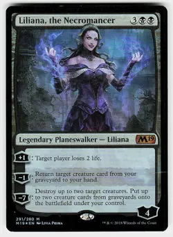 Liliana, the Necromancer Foil M Core Set 2019 291 DAMAGED - Image 1