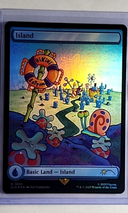 2025 MTG Magic the Gathering SLD Secret Lair Drop SpongeBob Foil #1940 Island - Image 1