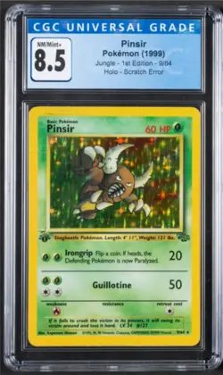 1999 Pokemon Jungle Scratch Error 1st Edition #9 Pinsir Holo CGC 8.5 NM/MINT PSA - Image 1