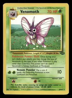 Venomoth 29/64 Jungle Unlimited HP/DMG Pokemon - Image 1