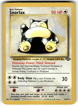 Snorlax 27/64 Rare Jungle Pokemon Unlimited Moderately Played - Image 1