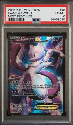 2012 Pokemon Card Black & White Next Destinies Mewtwo EX Full Art 98/99 PSA 6 - Image 1