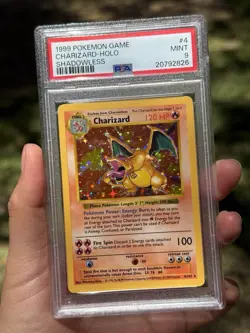 1999 POKEMON GAME BASE SET CHARIZARD-HOLO SHADOWLESS #4 PSA 9 - Image 2