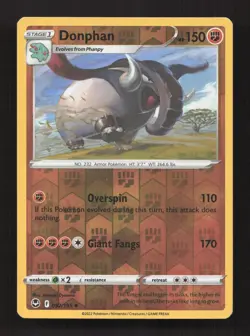 Donphan 092/195 Uncommon Silver Tempest Pokemon Reverse Holo Moderately Played - Image 1
