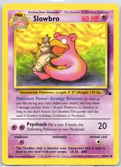 Slowbro 43/62 Uncommon Fossil Pokemon Unlimited Moderately Played - Image 1