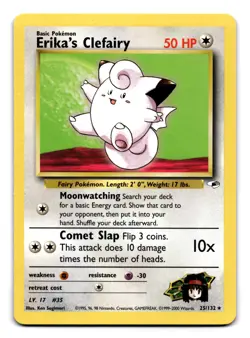 Erika's Clefairy Unlimited Rare Gym Heroes 025/132 NM Pokemon TCG 2000 - Image 1