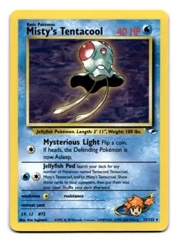 Misty's Tentacool (32) Unlimited Rare Gym Heroes 032/132 NM Pokemon TCG 2000 - Image 1