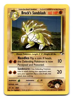 Brock's Sandslash Unlimited Rare Gym Heroes 023/132 NM Pokemon TCG 2000 - Image 1