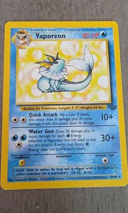 Pokemon TCG Vaporeon Jungle 28/64 Regular 1999-2000 Wizards Base Set... - Image 1