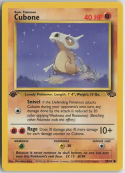 Cubone 50/64 Common Jungle Pokemon 1st Edition Near Mint - Image 1