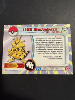 2000 Pokemon ELECTABUZZ #125 [Non-Holo] Topps Blue Logo 1st TV Animation NM-MT - Image 2