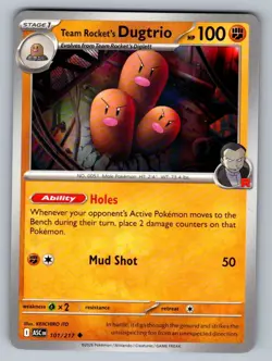 Pokemon TCG Team Rocket's Dugtrio Uncommon 101/217 - Image 1
