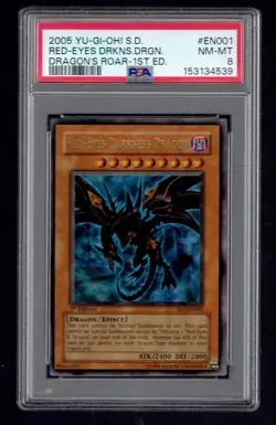 2005 Yugioh SD Dragon's Roar Red-Eyes Darkness Dragon 1st Edition PSA 8 - Image 2