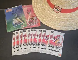 10 Packs One Piece x Round1 Promo Pack English Version, 2 Keychains, Straw Hat - Image 1