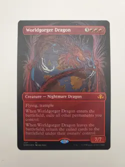 MTG Magic FOIL Worldgorger Dragon 437 Borderless Dominaria Remastered NM - Image 1