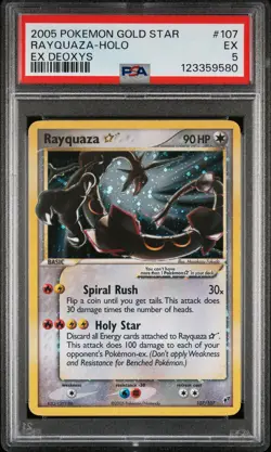 2005 POKEMON EX DEOXYS GOLD STAR #107 RAYQUAZA-HOLO PSA 5 - Image 1