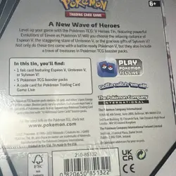 2022 Pokemon V Heroes Tin – Featuring Umbreon V Factory Sealed 5 Booster Packs - Image 2