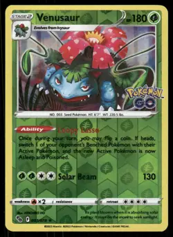 Venusaur 003/078 Rare Pokemon GO Reverse Holo Pokemon NM/M - Image 1