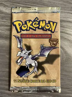 Pokemon ITALIAN Fossil Unlimited Edition Booster Pack Factory Sealed Aerodactyl - Image 1