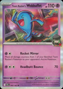 TEAM ROCKET'S WOBBUFFET 082/182 RARE DESTINED RIVALS POKEMON HOLO NM - Image 1