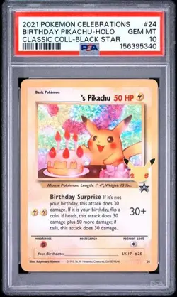 PSA 10 Birthday Pikachu 24 Pokemon Celebrations Classic Collection Holo - Image 1