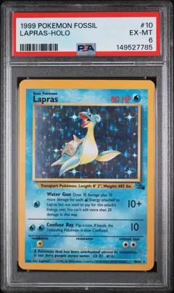 Pokemon TCG Fossil Lapras 10/62 Holo Rare PSA 6 English 1999 - Image 1