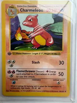 Pokemon TCG 1st Edition Charmeleon 24/102 Base Set Shadowless LP/MP - Image 1