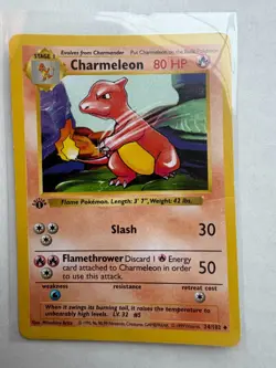 Pokemon TCG 1st Edition Charmeleon 24/102 Base Set Shadowless LP/MP - Image 2