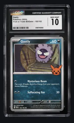 CGC 10 Gastly 102/162 Trick or Trade BOOster Pokemon Card English 2024 - Image 1
