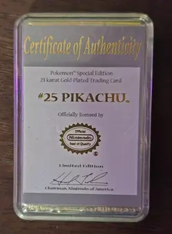 Pikachu 1999 Burger King 23k Gold Plated Card #25- Pokemon TOY Pokeball Vintage - Image 4