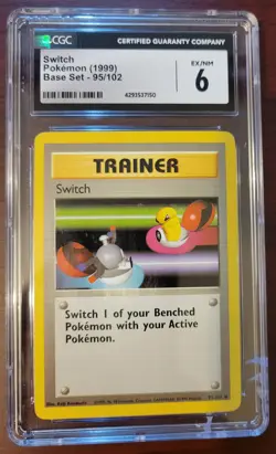 CGC 6 EX/NEAR MINT 1999 Pokemon Base Set Switch 95/102 *Cracks* - Image 1